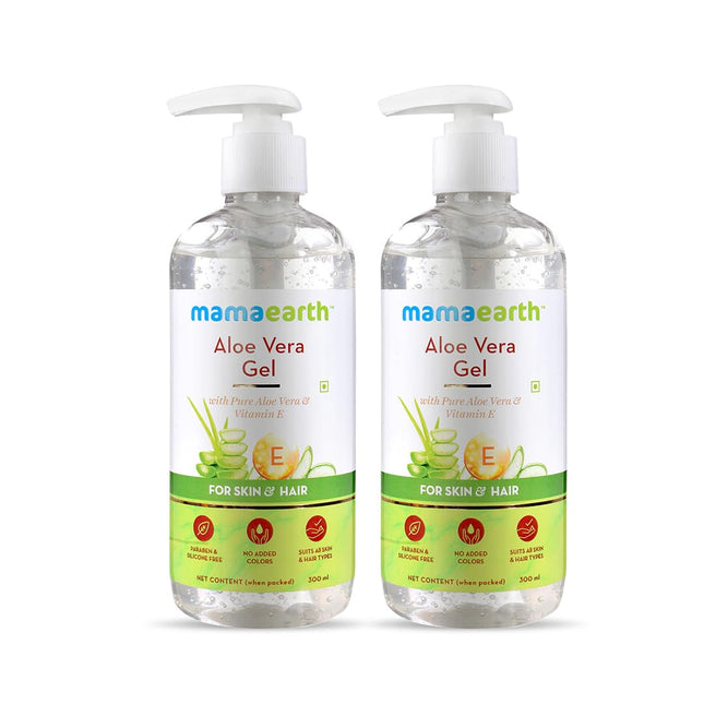 Mamaearth Aloe Vera Gel - 300ml | For Face, with Pure Aloe Vera & Vitamin E for Skin and Hair | All Skin Type