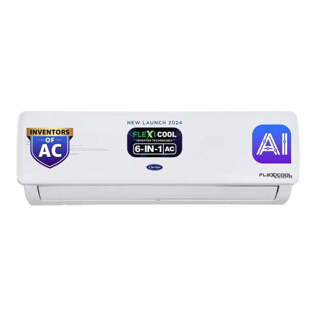 Carrier 1 Ton 3 Star AI Flexicool Inverter Split AC (Copper, Convertible 6-in-1 Cooling,Dual Filtration with HD & PM 2.5 Filter, Auto Cleanser, ESTER NEO+ Exi, CAI12ER3R34F0,White) 