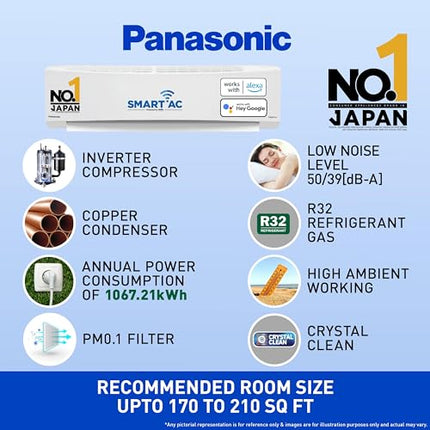 Panasonic 2 Ton 4 Star Wi-Fi Inverter Smart Split AC (Copper Condenser, 7 in 1 Convertible with True AI Mode, 4 Way Swing, PM 0.1 Air Purification Filter, CS/CU-NU24ZKY4W, 2024 Model, White) 