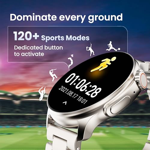 Boult Newly Launched Rover Pro Smart Watch 1.43'' AMOLED, Bluetooth Calling, IP68, Zinc Alloy Frame, 1000 Nits Brightness, AI Voice Assistant, SpO2 Monitoring, 120+ Sports Mode Smartwatch (Regal)