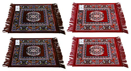 Kuber Industries 4 Pieces Velvet Prayer Mat/Aasan/Pooja Mat/Meditation Mat/Multipurpose Velvet Rug Mat 2 Ft X 2 Ft (Royal Blue) CTKTC33929