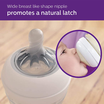 Philips Avent Natural Baby Feeding Bottle | No.1 Brand Recommended by Moms Worldwide | Ideal for 1 months+| Natural Response Technology Mimics Breastfeeding | Uniquely Designed Nipple releases milk only when baby drinks | Pack of 2| SCY903/02