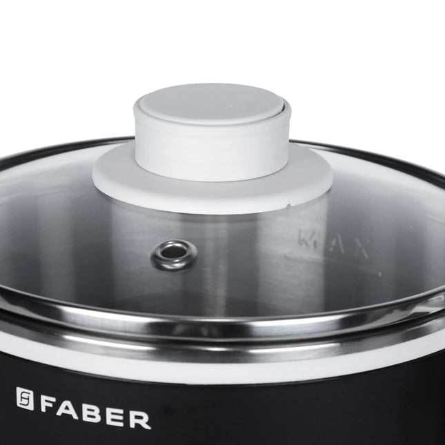 Faber 1.2 Liter Multi Cooker with 700 watt, FMC 1.2 BK, Black, Small, (MC 1.2L) - Stainless Steel, Outer Lid