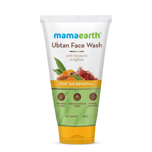 Mamaearth Ubtan Natural Face Wash For all Skin Type with Turmeric & Saffron for Tan Removal – 150 ml