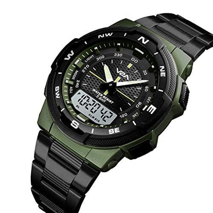 V2A Analogue - Digital Men's Watch (Black Dial Silver Colored Strap)