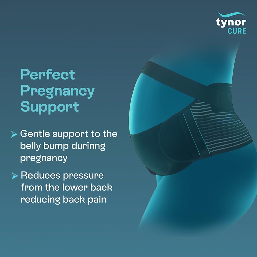 TYNOR Pregnancy Support | Maternity Belt for Lower Back Pain Relief & Posture Support | Adjustable, Comfortable Design for Pregnent Women | Pack of 1 (Black, XL)