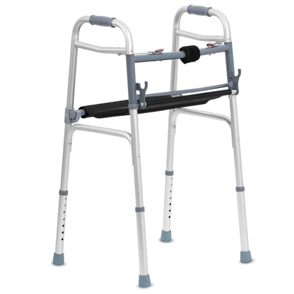 KosmoCare Premium Imported Light Weight Aluminum Height Adjustable Folding Walker 2 - Silver