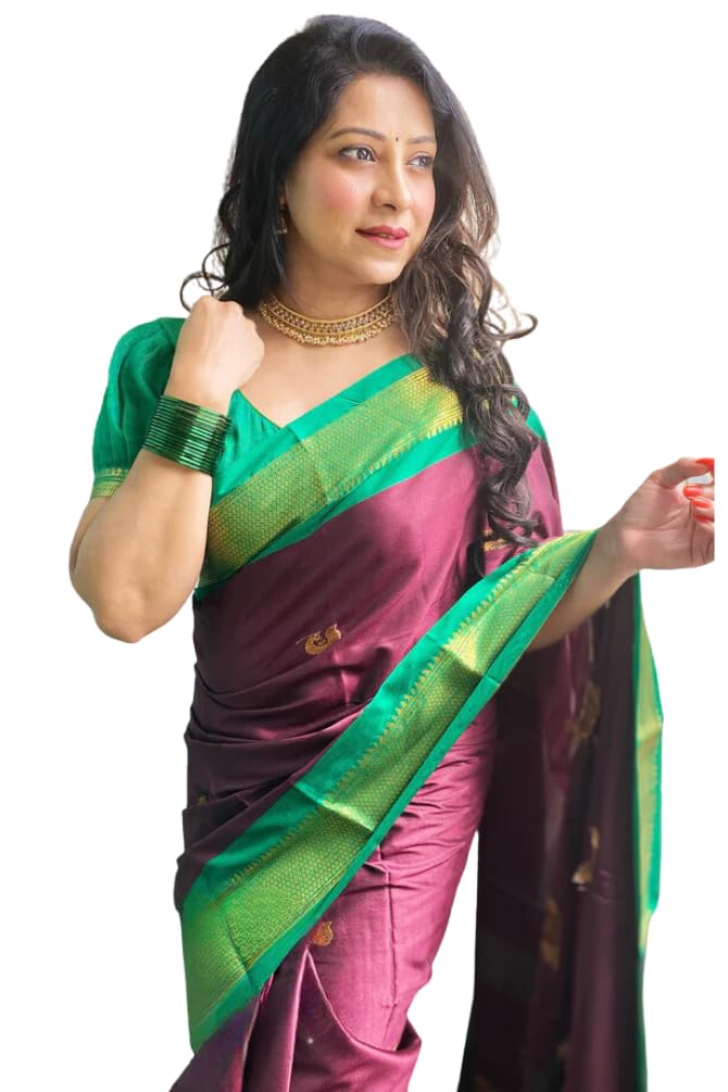 SGF11 Women's Kanjivaram Soft Lichi Silk Saree With Blouse Piece