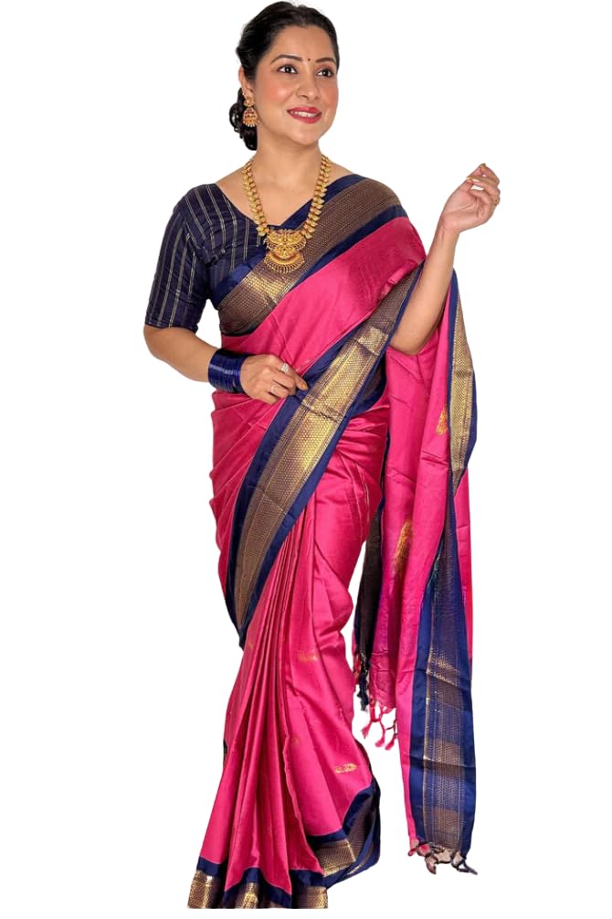 SGF11 Women's Kanjivaram Soft Lichi Silk Saree With Blouse Piece