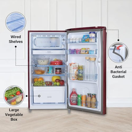 Haier 165 L, 1 Star, Direct-Cool Single Door Refrigerator (HED-171RS-P, Red Mono, 2024 Model)