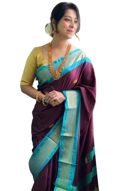 SGF11 Women's Kanjivaram Soft Lichi Silk Saree With Blouse Piece