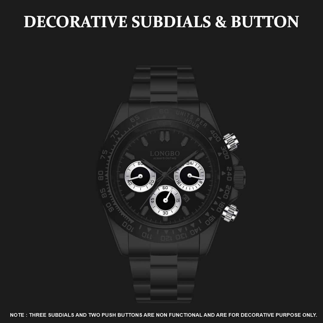 LONGBO Analog Business Casual Stainless Steel Decorative Subdials Watch for Men