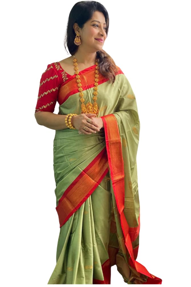 SGF11 Women's Kanjivaram Soft Lichi Silk Saree With Blouse Piece