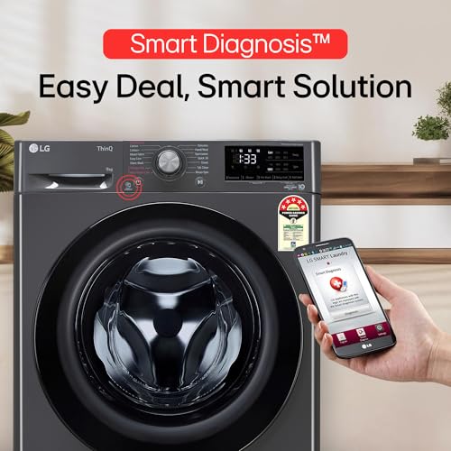 LG 7 Kg, 5 Star, Direct Drive Technology, Steam Wash, 6 Motion DD, Smart Diagnosis, Fully-Automatic Front Load Washing Machine (FHM1207SDM, Allergy Care, In-Built Heater, Touch Panel, Middle Black)