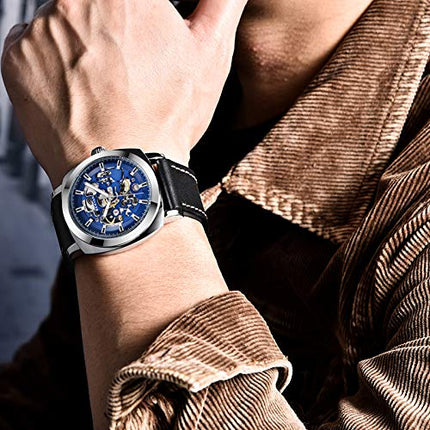 BENYAR Automatic Mechanical Skeleton Leather Strap Men's Watch