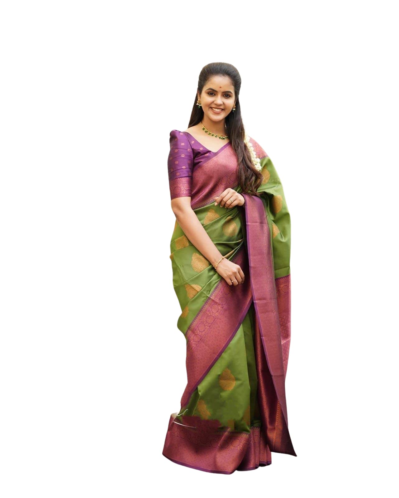 SGF11 Women's Kanjivaram Soft Lichi Silk Saree With Blouse Piece