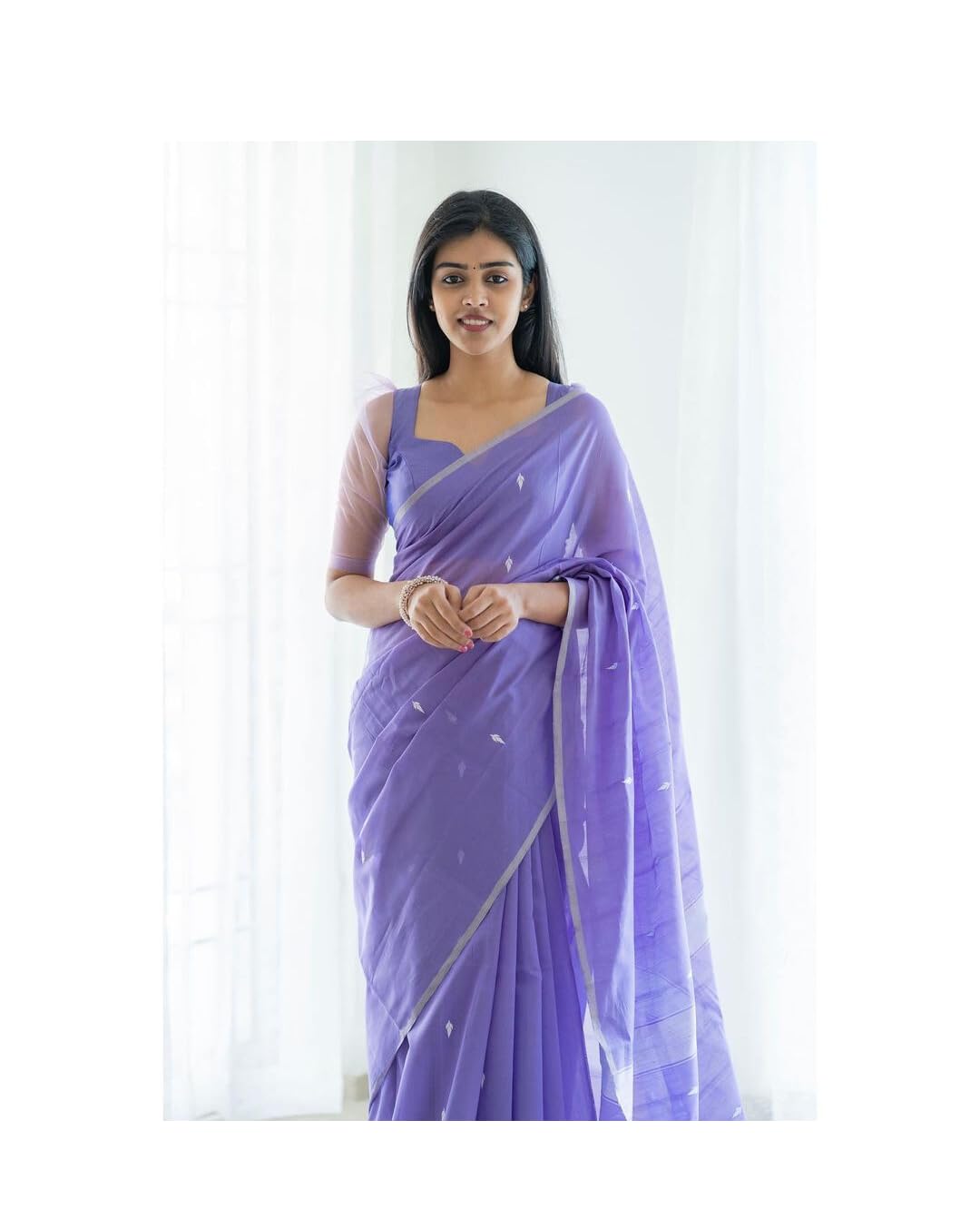 SGF11 Women's Kanjivaram Soft Cotton Linen Silk Saree With Blouse Piece