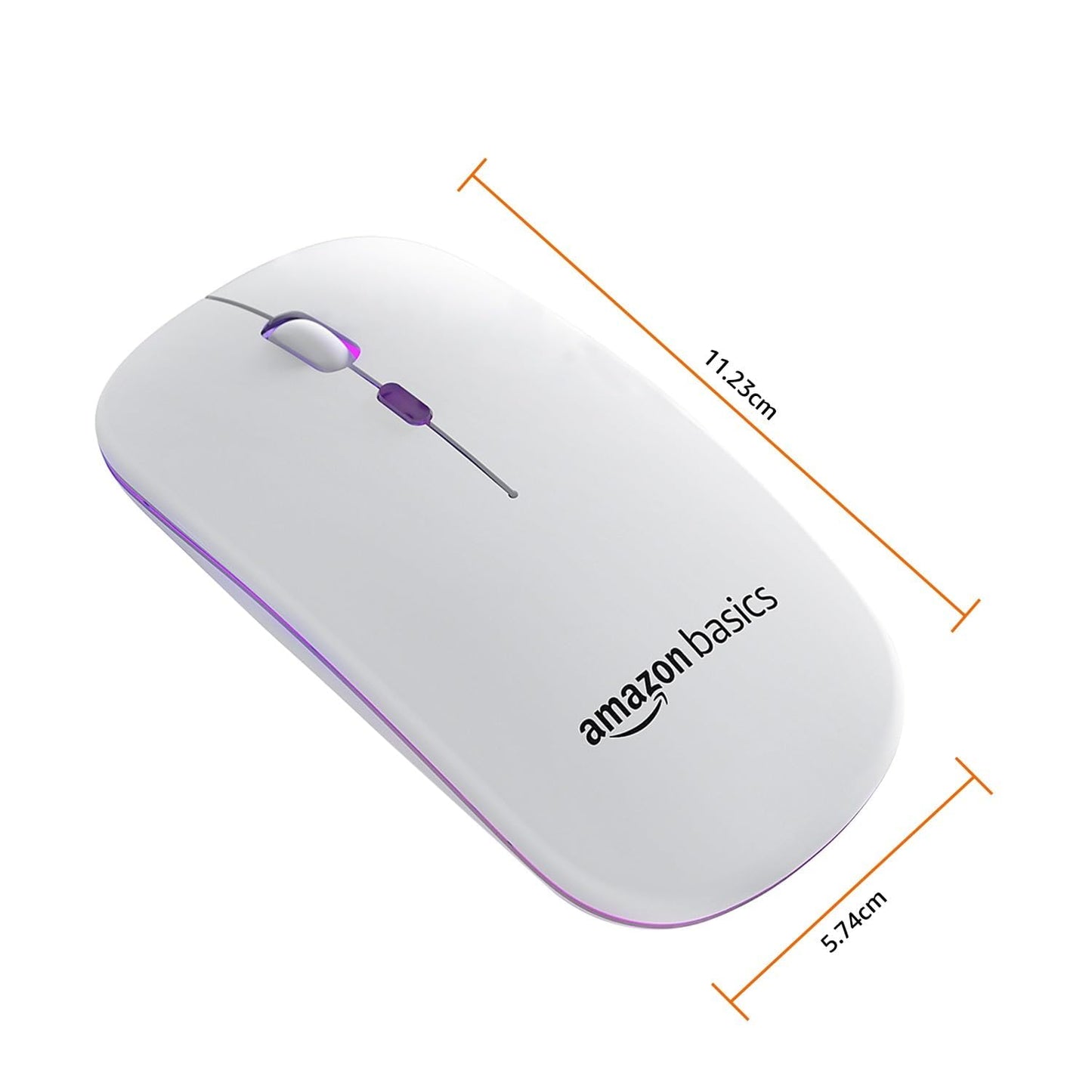 amazon basics Rechargeable Wireless Mouse with RGB LED Backlit 1600 DPI Ergonomic Mouse for Laptop, PC