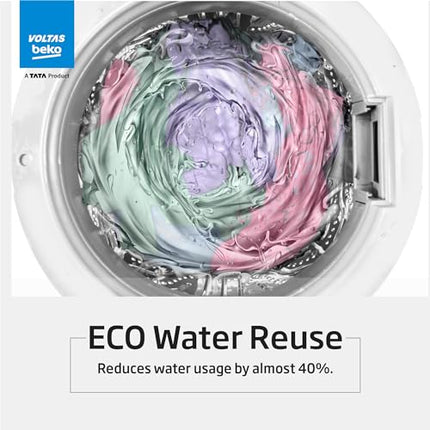 Voltas Beko, A TATA Product 7 kg 5 Star Eco Wash/Monsoon Dry Fully-Automatic Top-Load Washing Machine (2025 Model, WTL70, Water Reuse, Side Waterfall, Monsoon Dry, Dark Grey) 