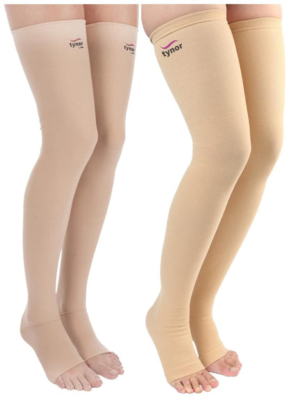 Tynor Medical Compression Stocking Thigh High Class 2 (Pair), Beige, XXL, Pack of 2