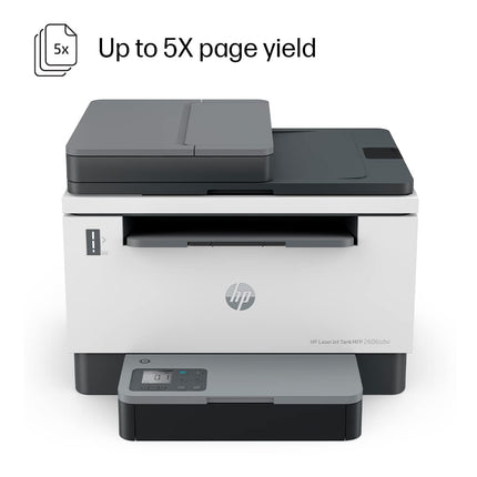 HP Laserjet Tank MFP 2606sdw, Wireless, Print, Copy, Scan, 40-Sheet ADF, Hi-Speed USB 2.0, Ethernet, Bluetooth LE, Up to 22 ppm, 250-sheet Input Tray, 1-Year Warranty, Black and White, 381U2A 