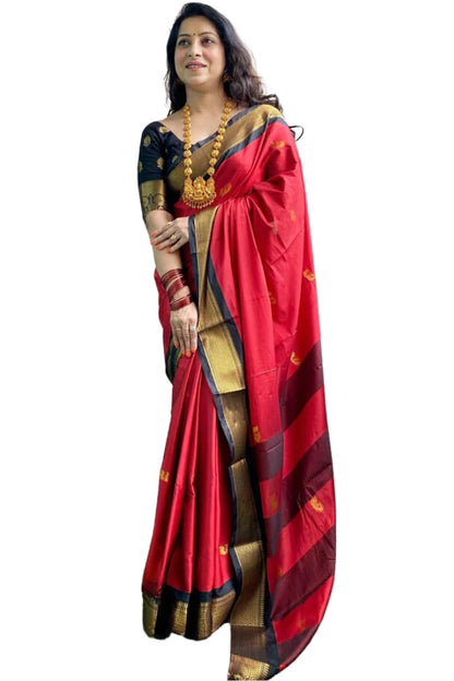 SGF11 Women's Kanjivaram Soft Lichi Silk Saree With Blouse Piece