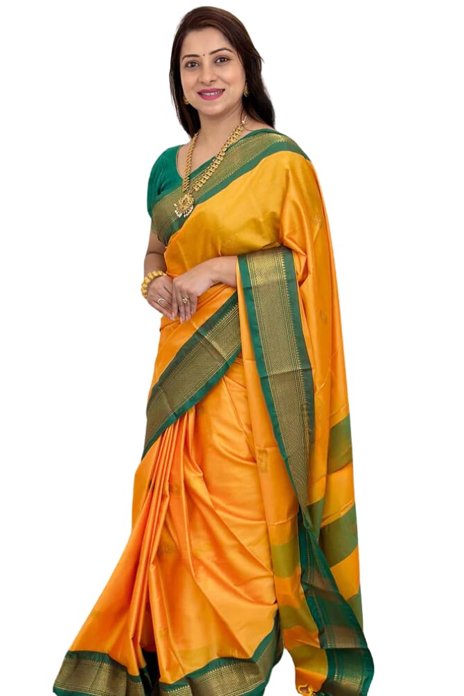 SGF11 Women's Kanjivaram Soft Lichi Silk Saree With Blouse Piece