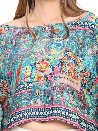 KE KANHA EXPORTS top Stylish Women Tops Multi-Neck Option-Round,v-Neck,Boat Neck Loose fit Variety of Sleeves Tops Boho Floral Western top fit to All Women Shape