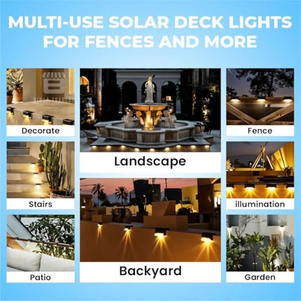 Btag Solar Deck Light, Rechargeable Waterproof LED Solar Lights for Stairs, Step, Fence, Railing, Yard with Ip65 Protection with Wide Angle Lighting Pack of 4 