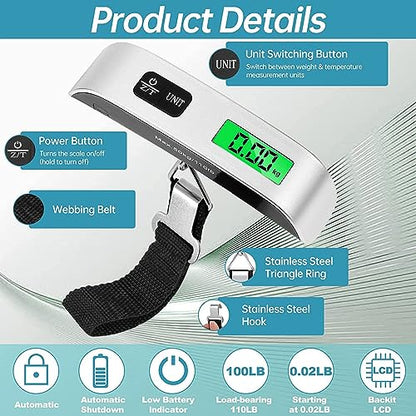 GLUN® Electronic Portable Digital LED Screen Luggage Weighing Scale, 50 kg/110 Lb For Multi-Purpose Use.