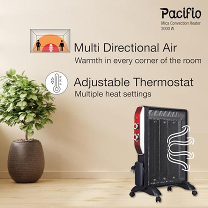 Havells Room Heater 2000Watt Pacifio Mica|Micathermic Technology for Rapid&Instant Heating|Silent Operation,Comfortable Breathing&Anti Dryness|2 Heat Setting|2 Year Warranty|Black&Rose Gold