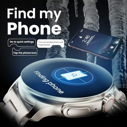 Boult Newly Launched Rover Pro Smart Watch 1.43'' AMOLED, Bluetooth Calling, IP68, Zinc Alloy Frame, 1000 Nits Brightness, AI Voice Assistant, SpO2 Monitoring, 120+ Sports Mode Smartwatch (Regal)