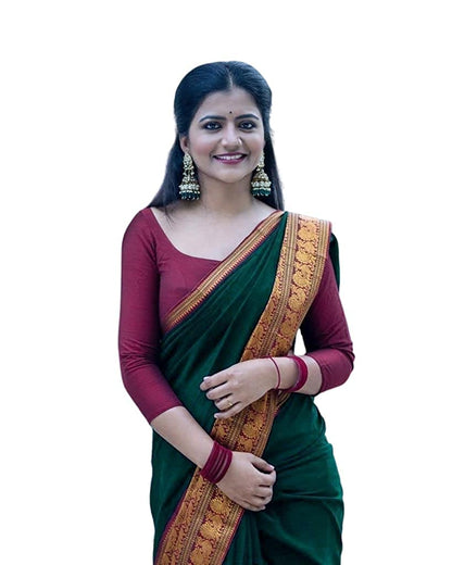 SGF11 Women's Kanjivaram Soft Silk Saree With Blouse Piece