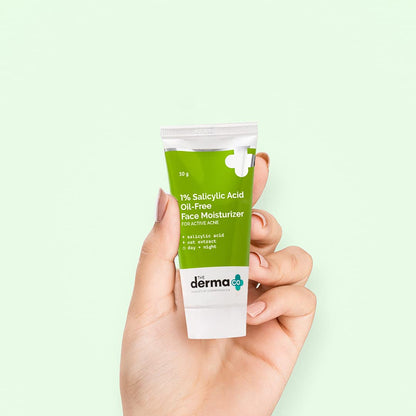 The Derma Co 1% Salicylic Acid Oil-Free Moisturizer For Face with Oat Extract | Fights Active Acne | Deeply Moisturizes | 50g