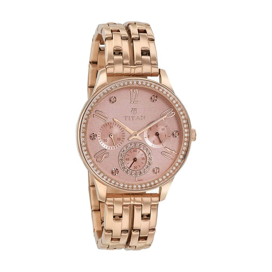 Titan Analog Rose Gold Dial Women's Watch-NL95040WM01