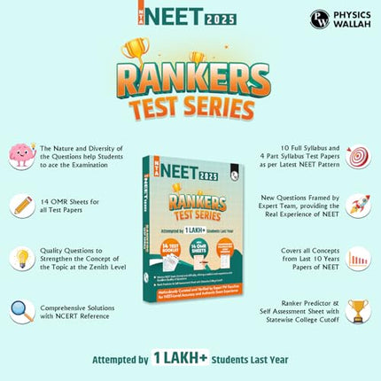 PW NTA NEET Rankers Test Series 2025 Verified & Curated by Expert Faculties | 10 Full Syllabus + 4 Part Syllabus (Class 11 & 12) | OMR Sheet, Solution Booklet with NCERT References 