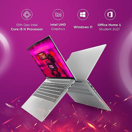 Lenovo IdeaPad Slim 5 13th Gen Intel Core i5 13420H 14"(35.5cm) WUXGA IPS Laptop (16GB/512GB SSD/Win 11/MSO 21/Backlit KB/FHD Camera/1Yr ADP Free/Alexa/3 Month Game Pass/Cloud Grey/1.46Kg), 82XD003MIN 