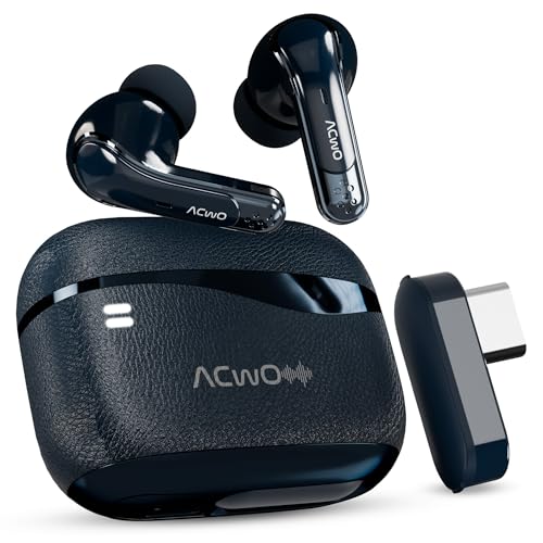 ACwO DwOTS X Gaming in Ear Earbuds - ANC, Near Zero Latency 2.4GHz with C Type Dongle, 50 Hrs Playtime, Quad Mic ENC, IPX5, HYPERBOOST Fast Charge, Bluetooth 5.4, 32DB ANC(French Blue)