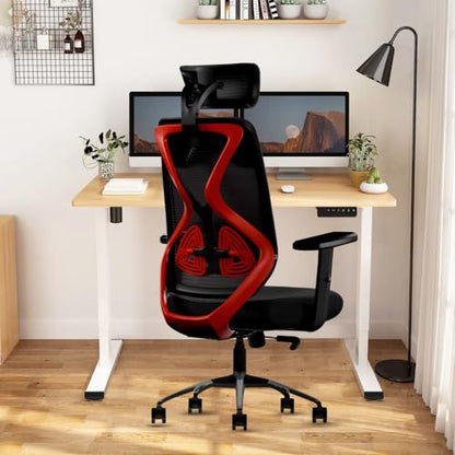 CELLBELL C190 Berlin Office Chair, High Back Mesh Ergonomic Home Office Desk Chair (Red - Black)