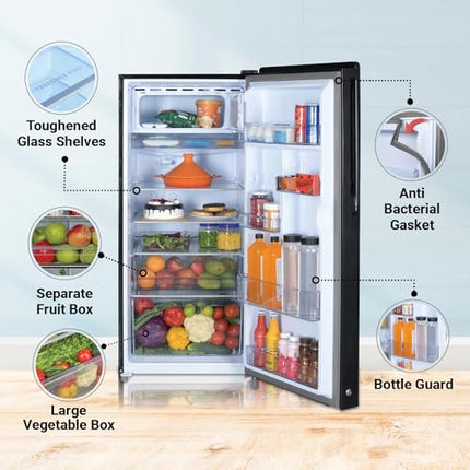 Haier 190 L, 5 Star, Direct-Cool Single Door Refrigerator (HED-205RG, Spiral Glass, 2024 Model) 