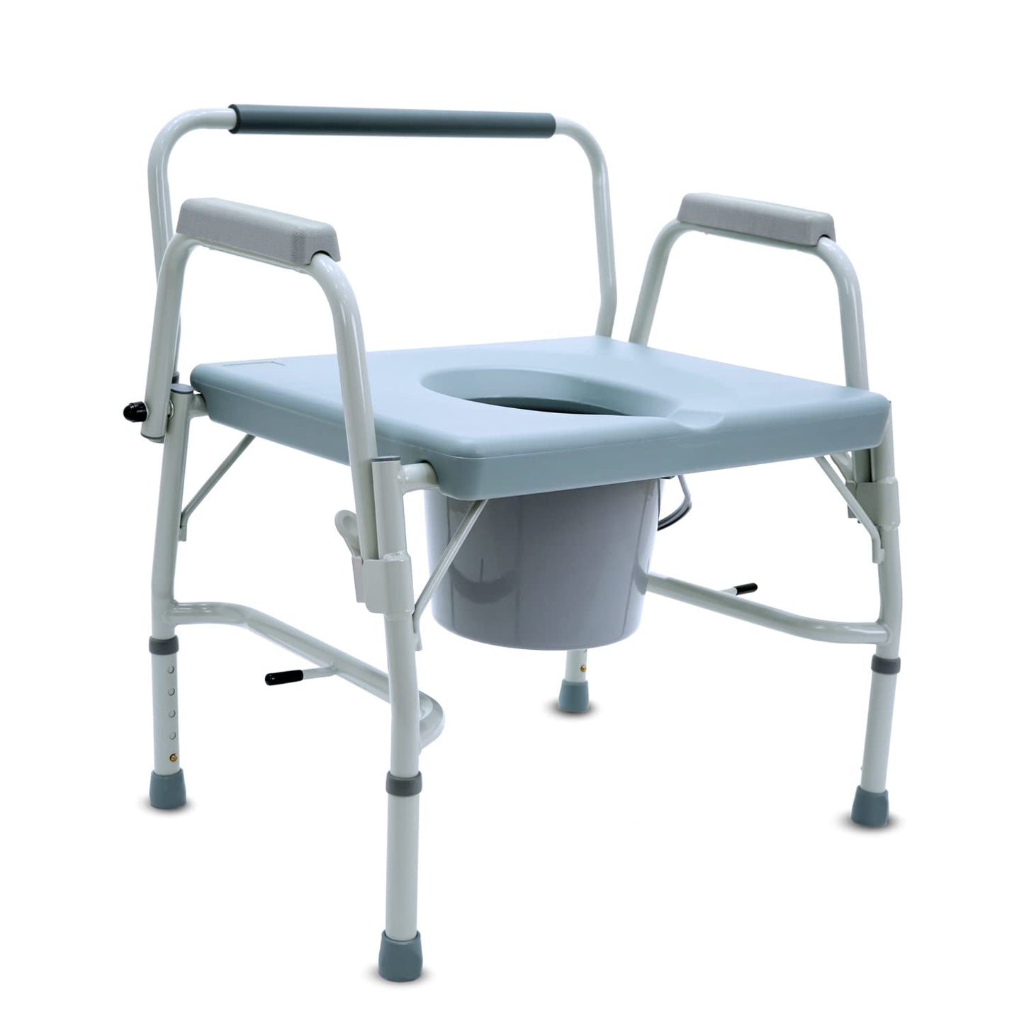 KosmoCare Folding Commode Chair with Large Bucket | 3-in-1 Usage - Bedside Commode, Raised Toilet Seat Riser, Safety rails | Portable Commode for adults & elderly |