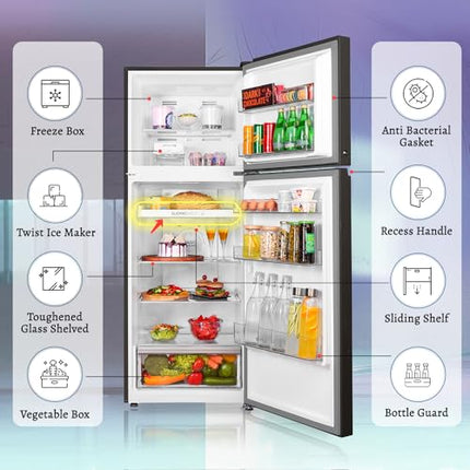 Haier 328 L, 3 Star, Convertible 10-in-1, Triple Inverter & Fan Motor Technology, Frost Free Double Door Refrigerator (HRF-3783YGG-P, Yellow Grey Glass, 2024 Model) 