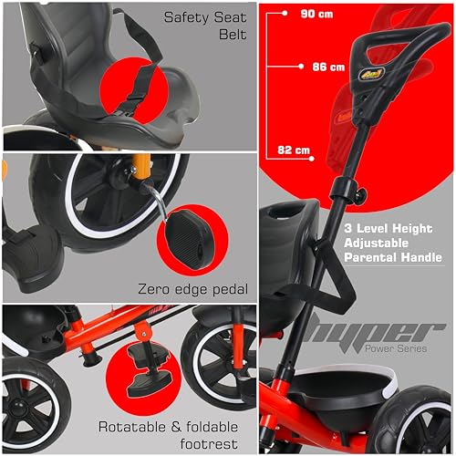 Luusa TFT Hyper 500 PRO Canopy/Plug N Play Trike/Baby Tricycle with Parental Control for 1 Years to 4 Years Boys/Girls/Carrying Capacity Upto 30kgs Proudly Made in India,Pink,Black