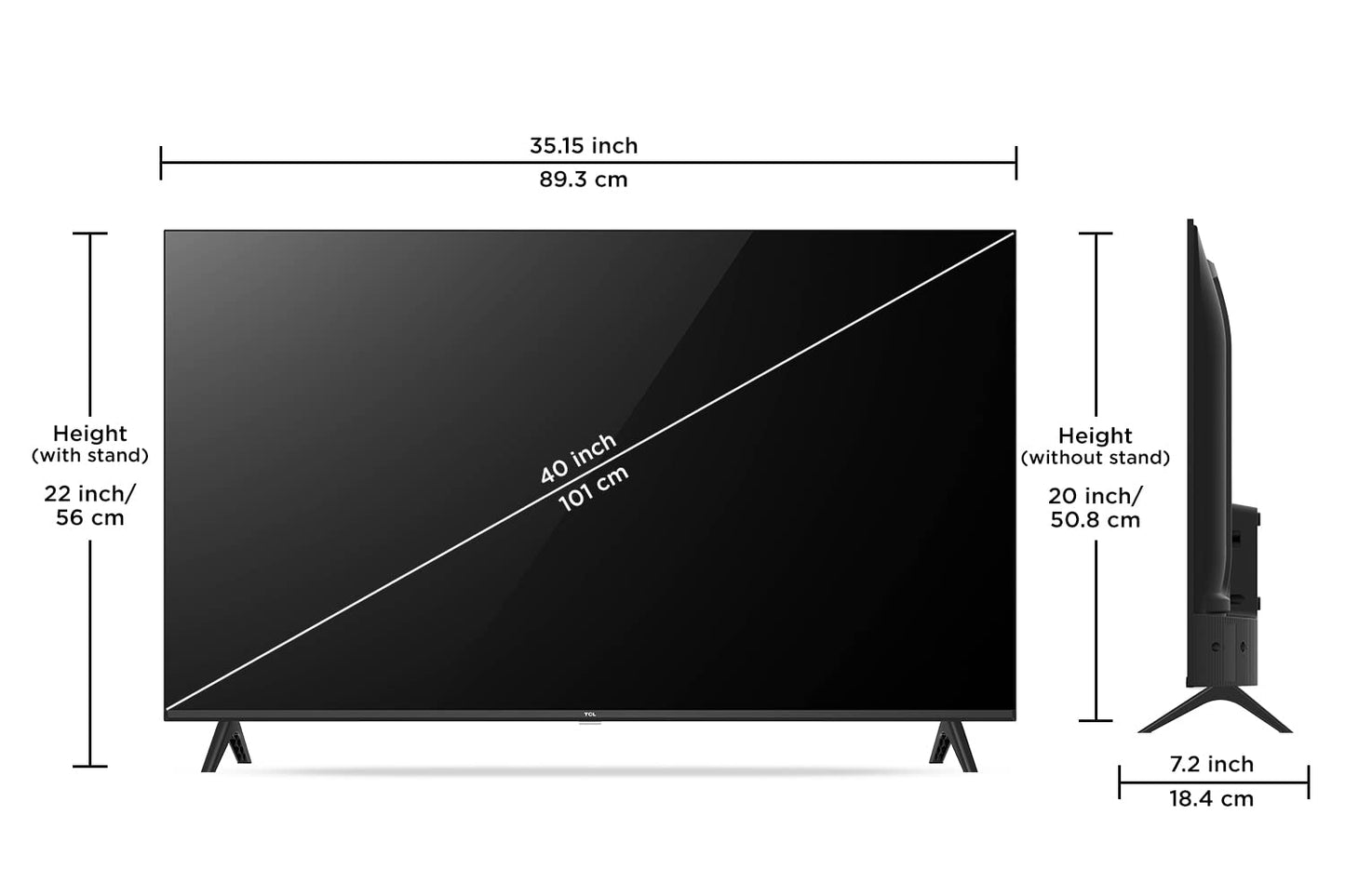 TCL 101 cm (40 inches) Metallic Bezel-Less Full HD Smart Android LED TV 40L4B (Black)