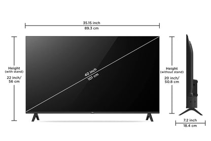 TCL 101 cm (40 inches) Metallic Bezel-Less Full HD Smart Android LED TV 40L4B (Black)