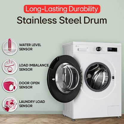 LG 7 Kg, 5 Star, Direct Drive Technology, Steam Wash, 6 Motion DD, Smart Diagnosis, Fully-Automatic Front Load Washing Machine (FHM1207SDM, Allergy Care, In-Built Heater, Touch Panel, Middle Black)