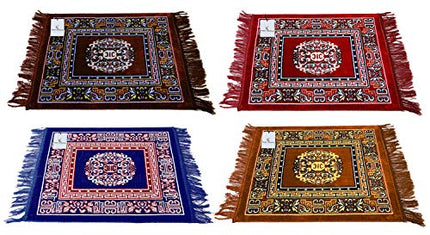 Kuber Industries 4 Pieces Velvet Prayer Mat/Aasan/Pooja Mat/Meditation Mat/Multipurpose Velvet Rug Mat 2 Ft X 2 Ft (Royal Blue) CTKTC33929