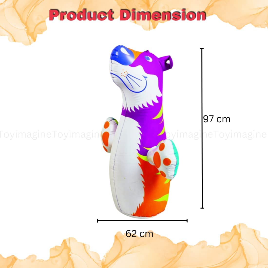 Toy Imagine™ Hit Me Toy 3-D Inflatable Animal Toy | Water Base and Air Base for Toddlers | PVC Punching Bag for Kids | Activity Toy for Kids Age 3 +. (Any One)