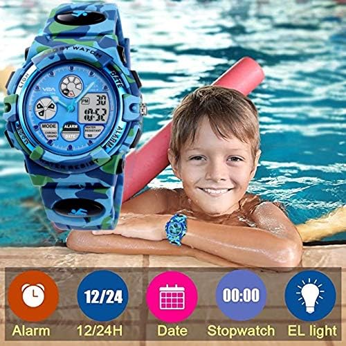 V2A Watch for Boys Age 7 and Above Analogue-Digital Shock Resistant Alarm Calender Water Proof Sports Watch for Boys Age 7 to 16 Years