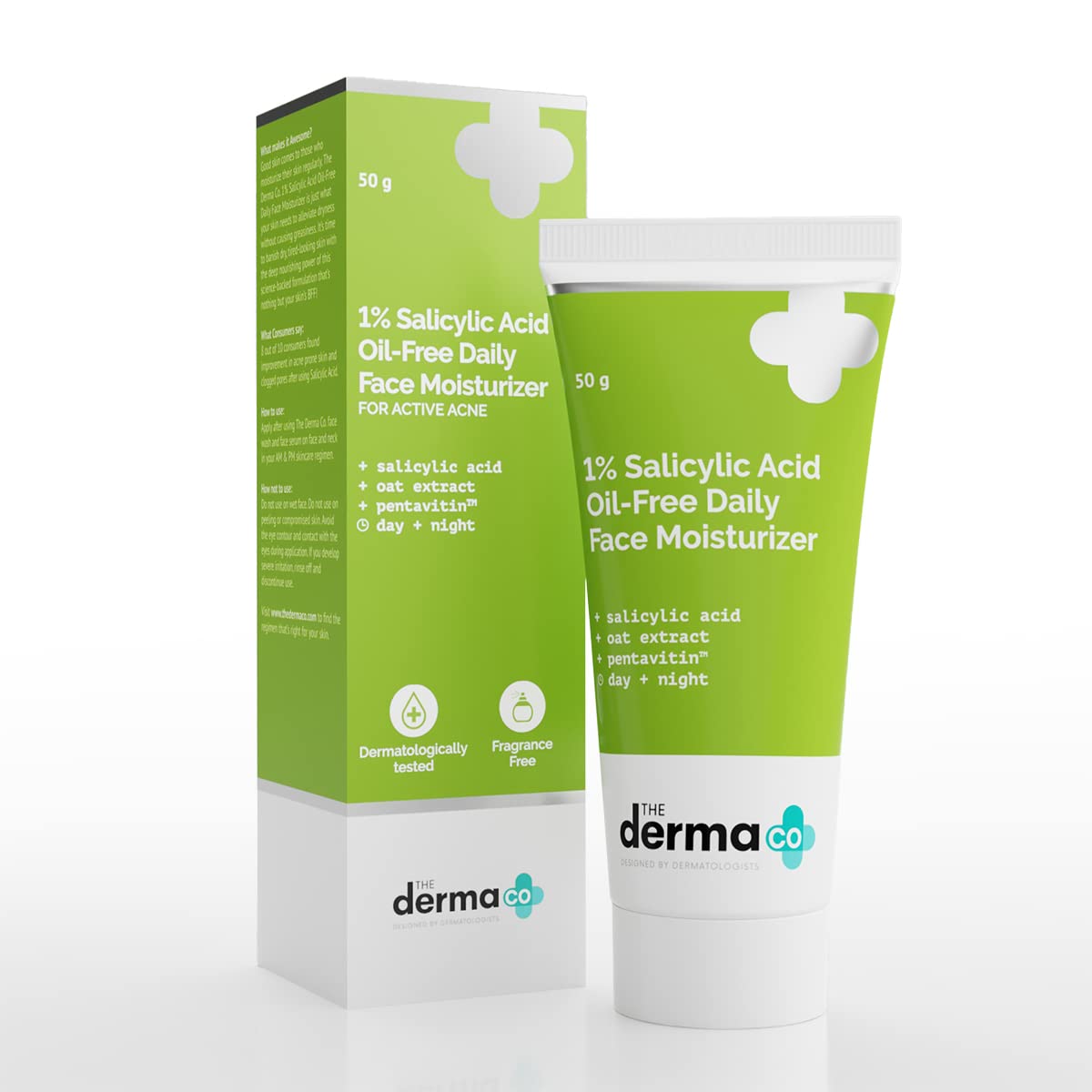 The Derma Co 1% Salicylic Acid Oil-Free Moisturizer For Face with Oat Extract | Fights Active Acne | Deeply Moisturizes | 50g